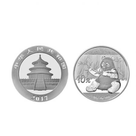 2017年熊猫金银纪念币30克圆形银质纪念币