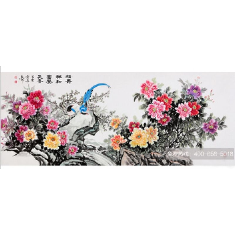 国礼书画家石开ZUI新力作《福寿祥和 富贵长春》