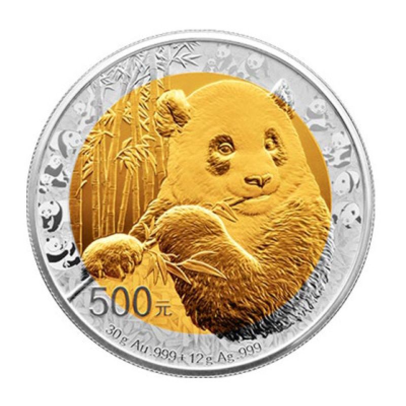 2017年中G熊猫金币发行35周年金银纪念币 双金属纪念币