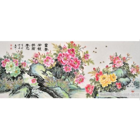 国礼书画家石开ZUI新力作《富贵芳颜 锦绣春光》