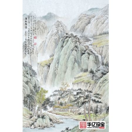 张天成小尺寸山水画作品《溪山高隐》