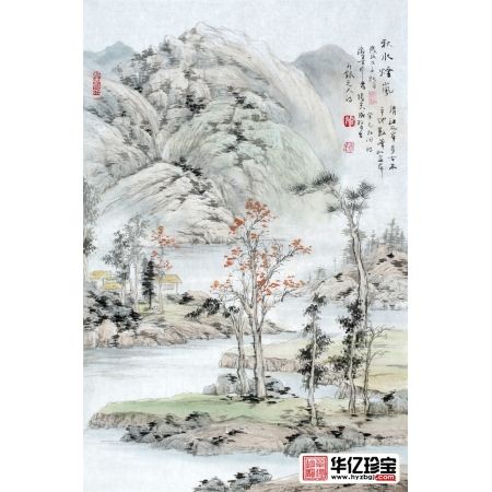 张天成竖幅小尺寸山水画新品《秋山烟岚》