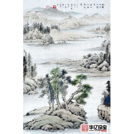 张天成ZUI新小尺寸竖幅山水画作品《江边吟》