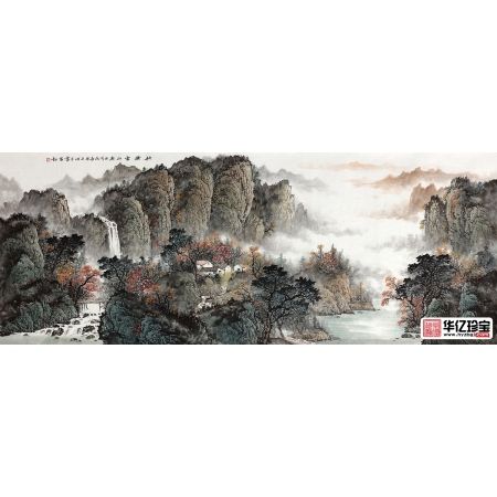 客厅山水画 王宁新品国画山水画佳作《秋染云山》