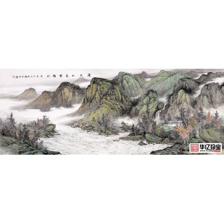 中国美协画家余静老师ZUI新创作国画《湖光山色共争秋》