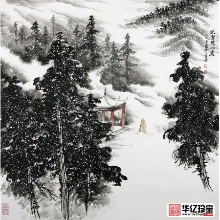 禅意国画 吴大恺ZUI新雪景山水画《澡雪除心尘》