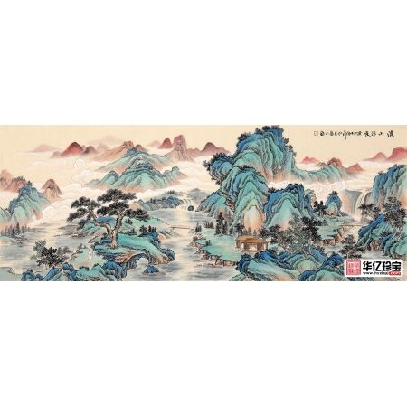 易水老师六尺横幅仿古山水画新品《溪山访友》
