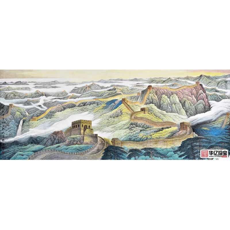 李林宏大尺寸横幅山水画作品中G魂《万里长城》