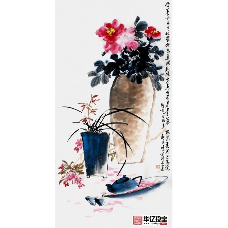 典藏系列 郑晓京四尺竖幅诗画作品《斟春图》1