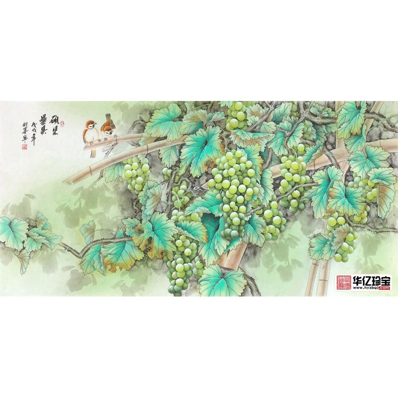 羽墨老师新品国画葡萄图《硕果累累》