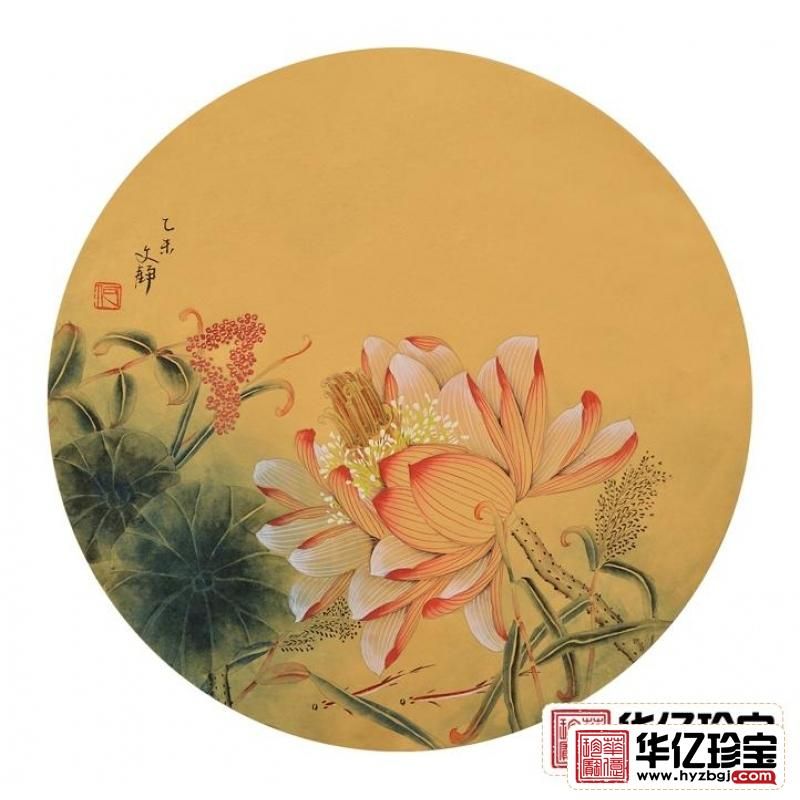 国画荷花图片 何文铮工笔花鸟画《荷塘清趣之二》