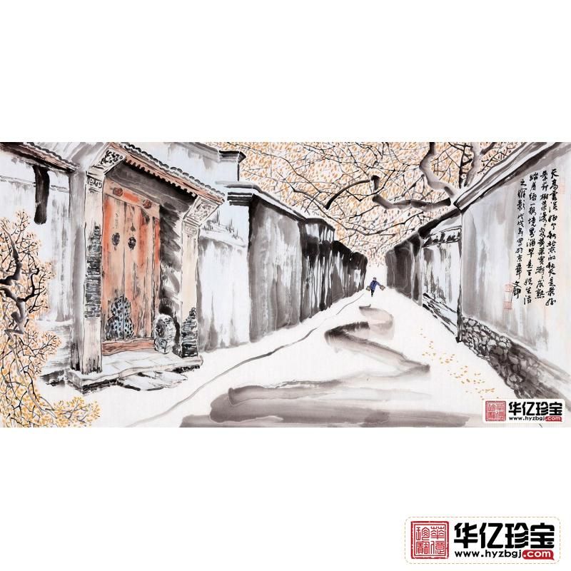 何文铮四尺横幅人物画《遛早》