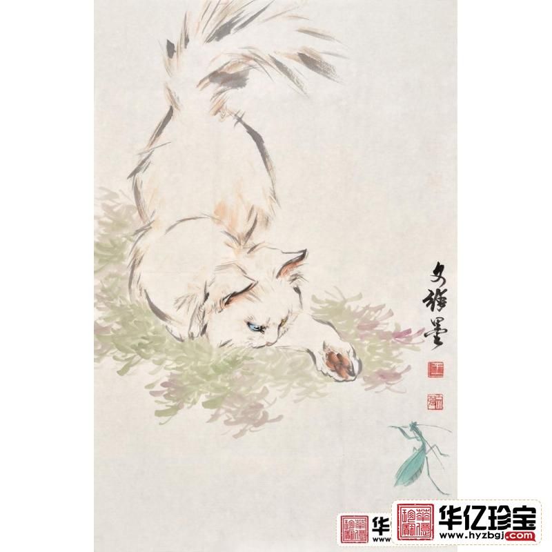 国画家王文强动物画国画猫系列《小猫》