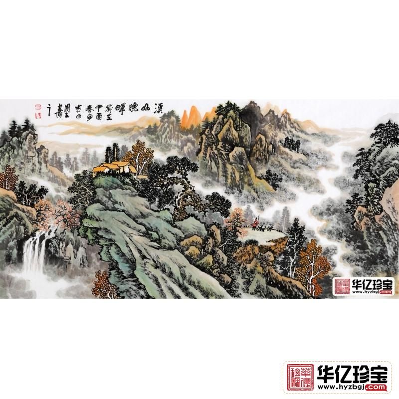 实力派专业画家马国立国画作品《溪山晚晖》