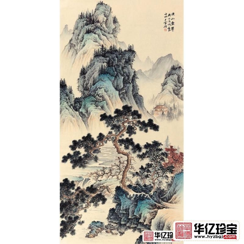 仿古装饰用画 王宁新品山水画作品《溪山叠翠》