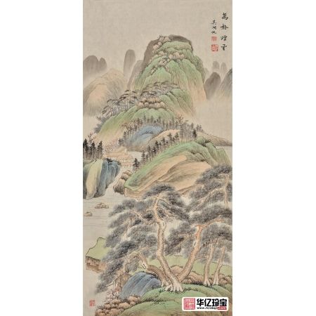 走廊装饰画作品 易天也临摹吴湖帆山水画《万壑烟云》