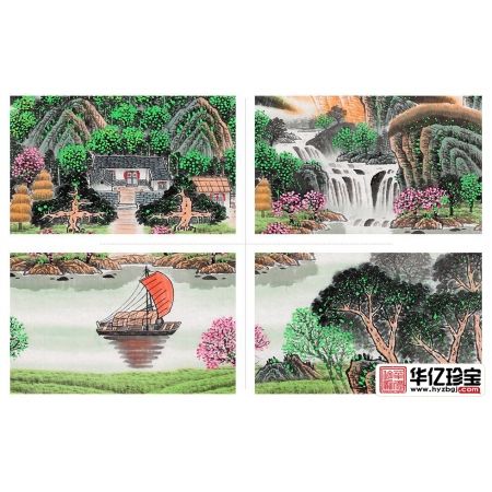 元宝靠山 易天也山水画聚宝盆作品《福山聚宝图》