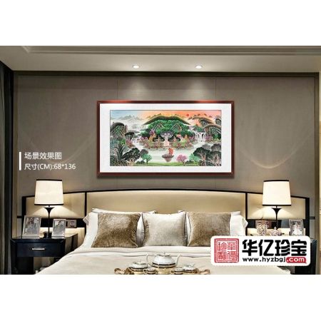 元宝靠山 易天也山水画聚宝盆作品《福山聚宝图》