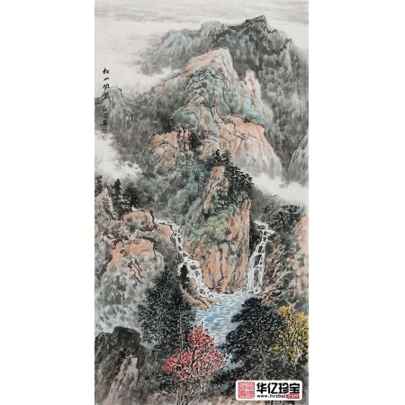 墙壁装饰画 李林宏新品三尺竖幅作品《秋山闲云》