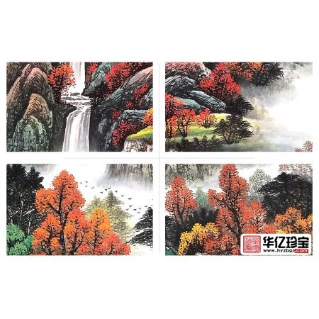 秋景图 刘燕姣写意鸿运山水画《金秋时节》