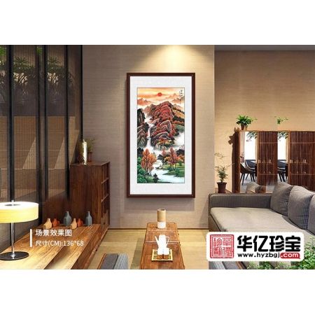 秋景图 刘燕姣写意鸿运山水画《金秋时节》