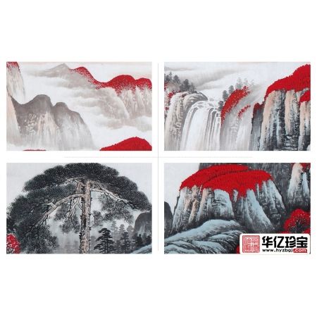 气派客厅挂画 李林宏吉利红山水画作品《鸿运当头》