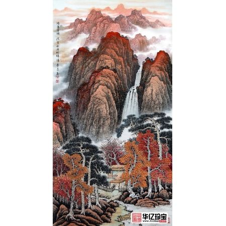 许吉尔ZUI新四尺竖幅泰山国画作品《鸿运当头》