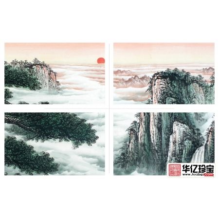传统经典风水画 宋唐六尺山水画作品《迎客松》