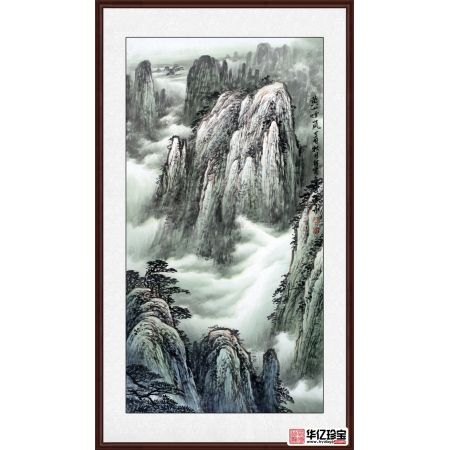 李林宏新作三尺竖幅山水画作品《黄山烟岚》