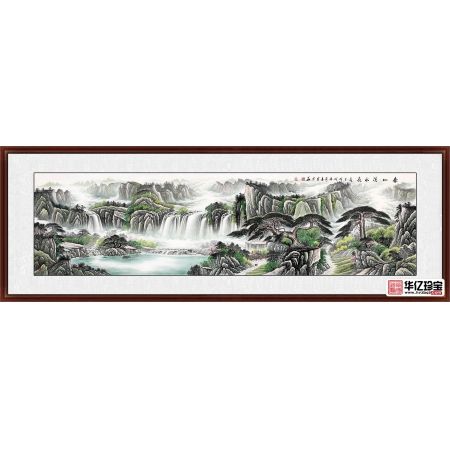 张利ZUI新力作一丈二国画山水画《春山溪水长》