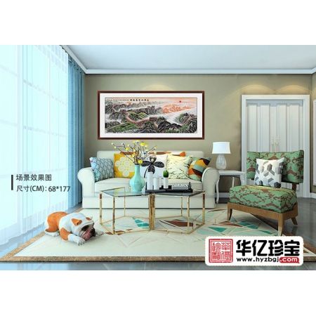 事业高升图 张利朝气磅礴国画《长城内外尽朝晖》