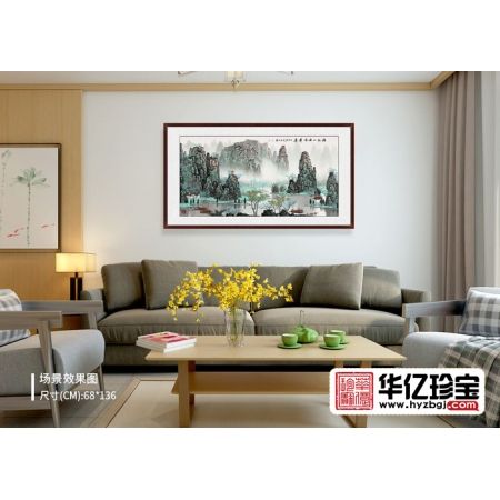 适合shouc字画 吴大恺青绿国画佳作《漓江一曲千峰秀》