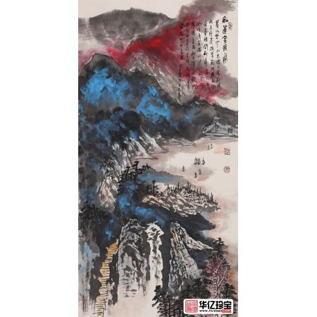 张大千再传弟子 张若古泼彩国画《红运当头图》