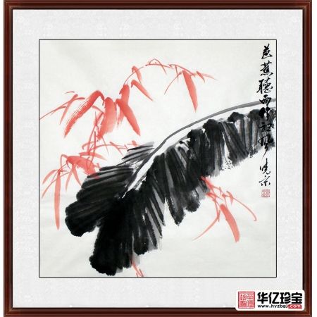 实力派画家郑晓京斗方写意精品《芭蕉听雨竹听风》