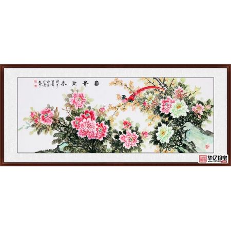 石开老师ZUI新创作六尺横幅牡丹图《富贵迎春》