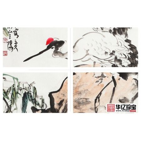 郭执铨新品花鸟画桃子仙鹤图《鹤寿延年》