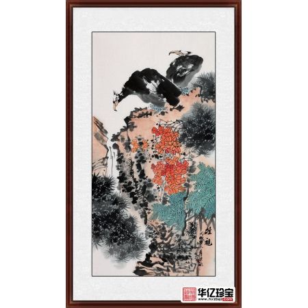 石荣禄【新品】花鸟画松鹰图《雄视》