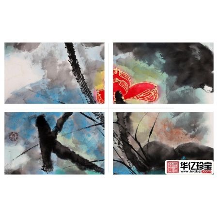 张大千再传弟子 张若古四尺竖幅荷花图《祥瑞图》