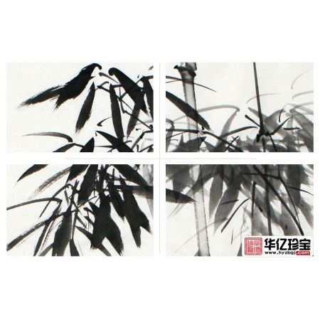 郑晓京三尺竖幅诗画作品《水墨兰竹双清图》之一