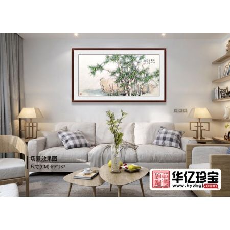 【新品】赵俊贞工笔竹子画《石上翠竹》