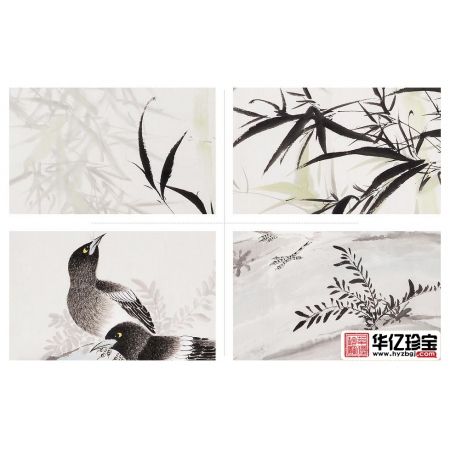 王宁六尺竖幅花鸟画作品国画竹子图《双喜翠竹图》