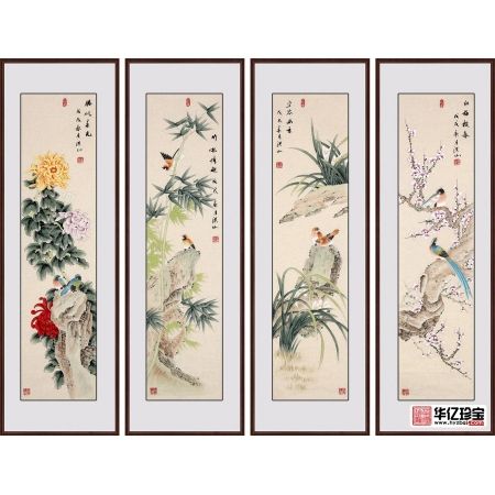 国家一JI美术师张洪山新品国画四君子《梅兰竹菊》