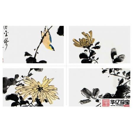 实力派画家郑晓京三尺竖幅诗画作品《重阳菊花》