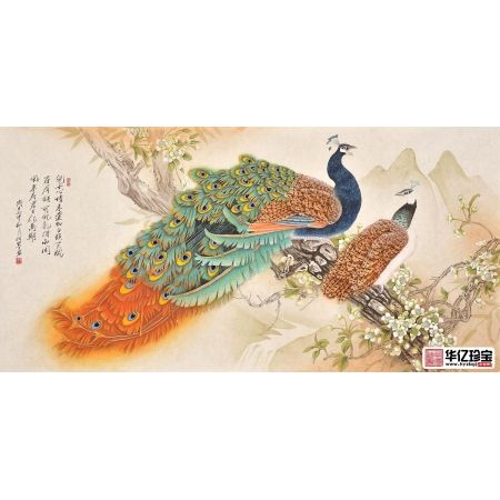 羽墨四尺孔雀图新作《儿女心情东遣知》