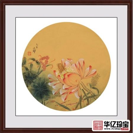 国画荷花图片 何文铮工笔花鸟画《荷塘清趣之二》