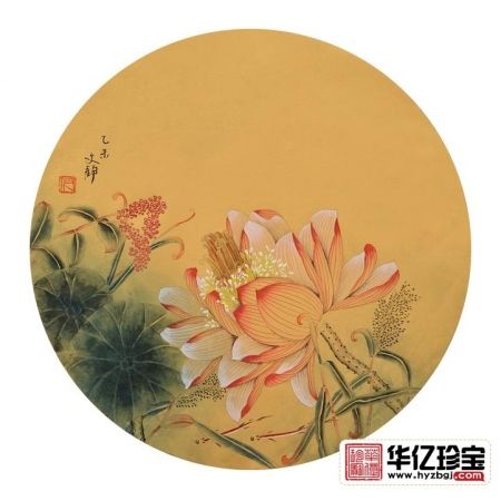 国画荷花图片 何文铮工笔花鸟画《荷塘清趣之二》