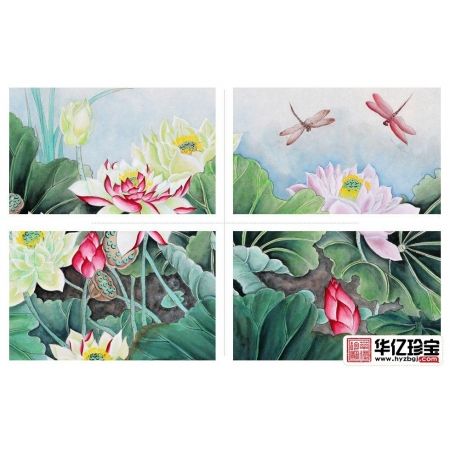 薛波三尺横幅荷花图作品《蜻蜓戏荷图》
