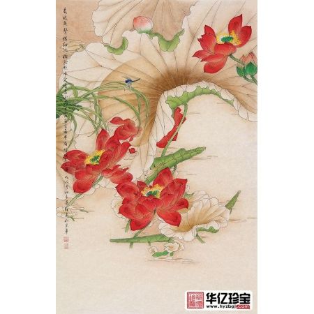 萧红【精品】荷花图《杨万里《小池》》