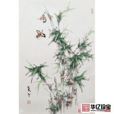 赵俊贞花鸟画竹子图佳作《穷款》