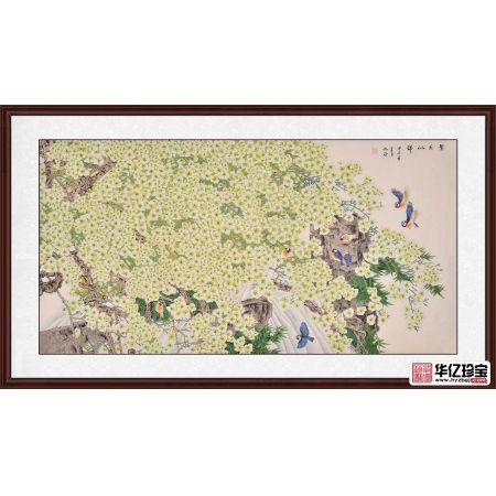 仇谷四尺横幅花鸟画作品三角梅《繁花似锦》